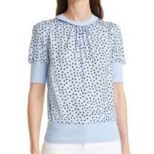 Ted Baker T-Erii Polka Dot Top Women’s XS Light Blue Short Sleeve Office Wear